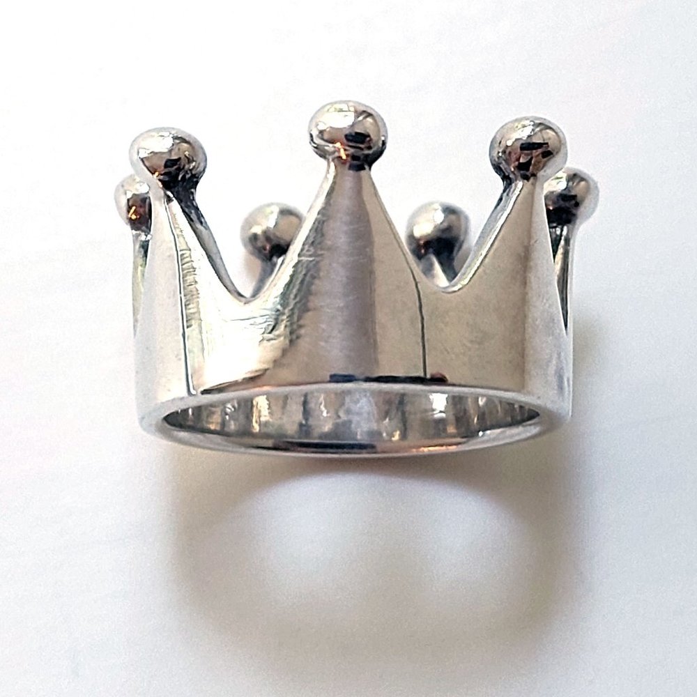 925 Sterling Silver Crown Ring Size 6.25 Minimalist Clean Design